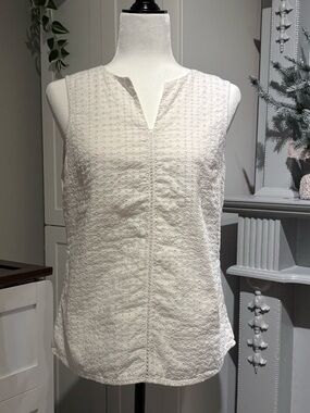 Banana Republic White Eyelet Sleeveless Tank Sz M